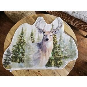 Woodland Deer Shaped Skid Resistant Accent Rug Lodge Cabin Woods 29.5x23.5